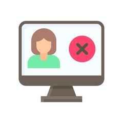 election related character or girl in computer screen with incorrect mark vector in flat style,