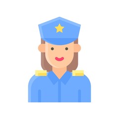 elections related warden police lady or girl with uniform and cap vector in flat style,