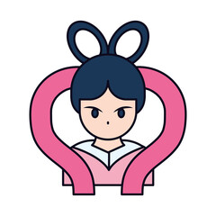 Mid autumn concept, change woman icon, line and fill style