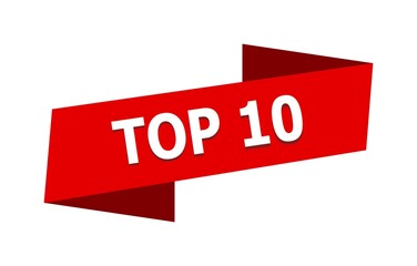 Top 10 red banner template.  Top 10 ribbon label sign