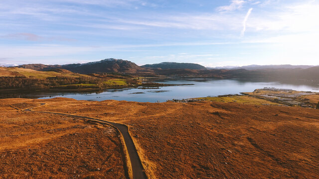 Aerial Loch Kishorn, Scottish Highlands