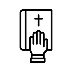 election related christian cross sign on book with hand vector in lineal style,