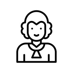 election related judge or character with uniform and wig vector in lineal style,