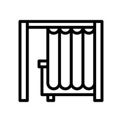 election related vote office with table and curtain vector in lineal style,