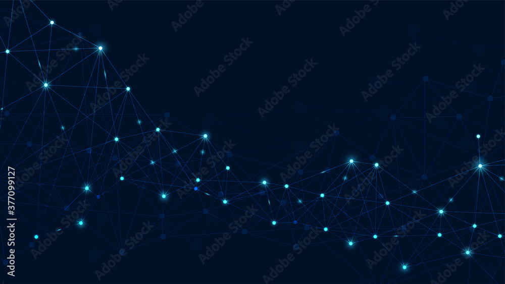 Wall mural abstract plexus technology futuristic network with blue background. vector illustration