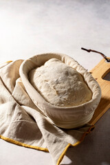 Still life with sourdough in banetone
