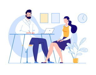 The Patient in the Doctor s Office Doctor Visit Consultation Modern Clinic Diagnostics Vector Illustration Flat Cartoon Doctor's Appointment