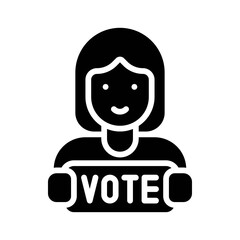 elections related girl with vote slip or vote board on which written text vector in solid design,