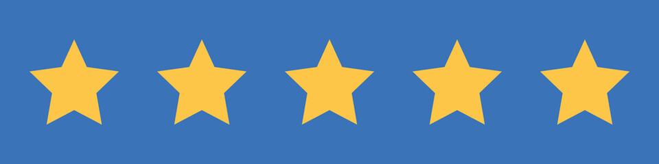 Set of stars. Five stars. Rating concept. Excellent quality mark. Flat style. Vector illustration
