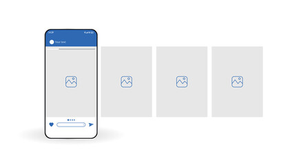 Interface carousel post on social network. User interface on display smartphone. Vector