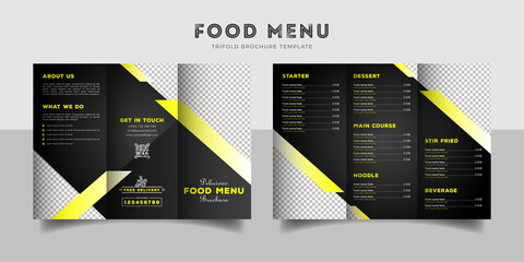 Food menu trifold brochure template. Food brochure for restaurant.