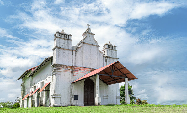 Three Kings Chapel - Beautiful photo of isolated white church with beautiful sky background. This baroque architecture inspired by colonial rule  is haunted, old, white and has historic significance.