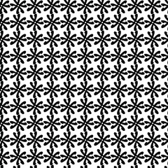 Vector abstract transparent geometric ornament monochrome black and white seamless pattern background tile with floral elements 