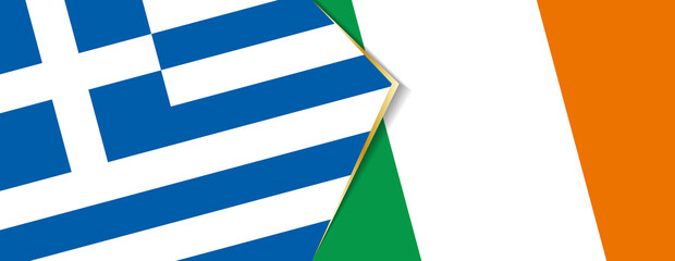 Greece and Ireland flags, two vector flags.
