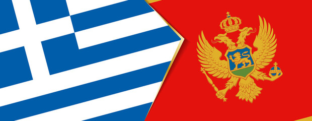 Greece and Montenegro flags, two vector flags.