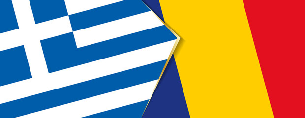 Greece and Romania flags, two vector flags.