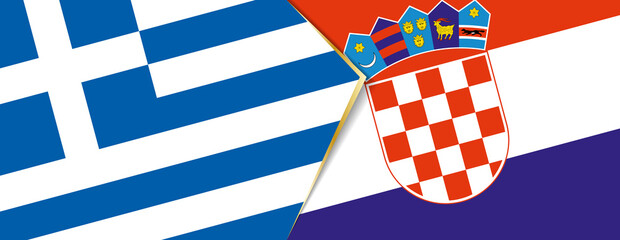 Greece and Croatia flags, two vector flags.