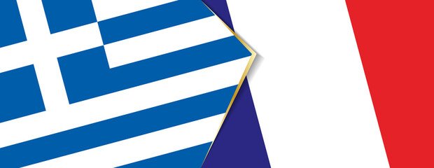 Greece and France flags, two vector flags.