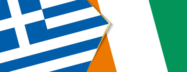 Greece and Ivory Coast flags, two vector flags.