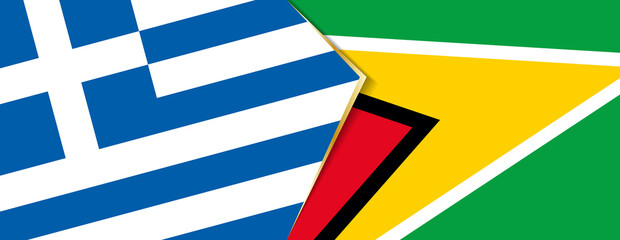 Greece and Guyana flags, two vector flags.