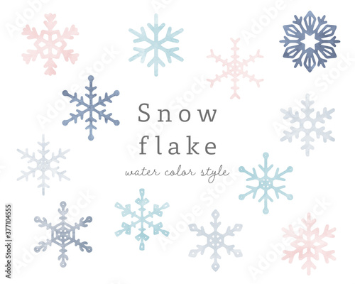 Fototapete 水彩風の雪の結晶のイラストのセット アイコン 冬 キラキラ おしゃれ シンプル かわいい Abbildung Yugoro