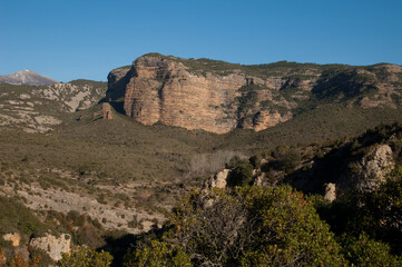 Cliff in the Natural Park of the Mountains and Canyons of Guara. Huesca. Aragon. Spain.