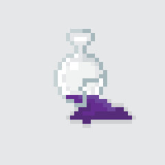 Purple broken bottle pixel art. Vector picture.