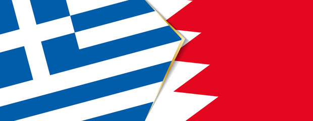 Greece and Bahrain flags, two vector flags.