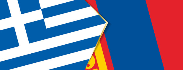 Greece and Mongolia flags, two vector flags.