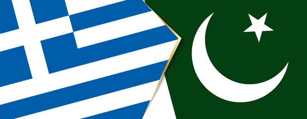 Greece and Pakistan flags, two vector flags.