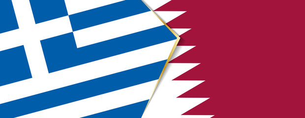 Greece and Qatar flags, two vector flags.