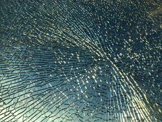 broken glass at sunset. background