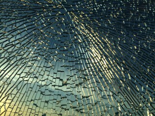 broken glass at sunset. background