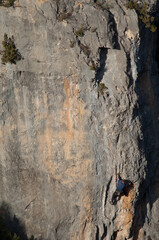 Climber in the Natural Park of the Mountains and Canyons of Guara. Huesca. Aragon. Spain.