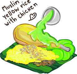 muslim yellow rice with chicken
