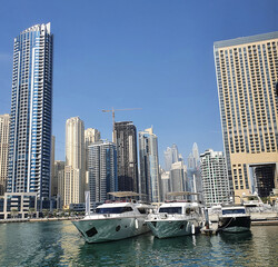 View on Dubai Marina skyscrapers, Dubai, United Arab Emirates