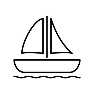 Sail boat icon with outline style vector for your web design
