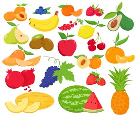 Fruit and berries icon set