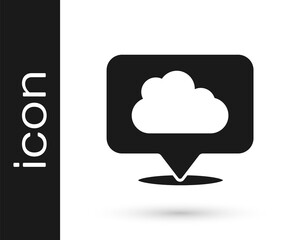 Black Location cloud icon isolated on white background. Vector.