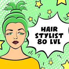 Medusa Gorgo hair stylist greeting card