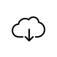 Cloud download, linear icon. One of a set of linear web icon