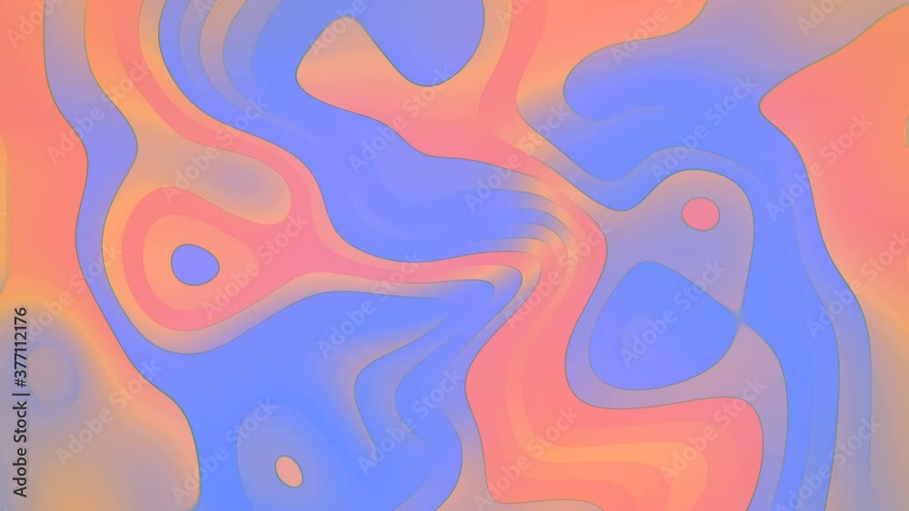 Poster Abstract loop animation with colored wave flow lines. 3d render. 4K, UHD