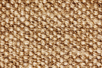 Natural brown linen fabric background. Fiber structure texture. Vintage canvas pattern.