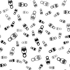 Black Russian doll matryoshka icon isolated seamless pattern on white background. Vector.