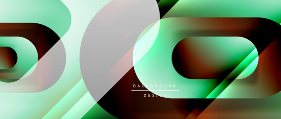 Vector geometric abstract background with lines and modern forms. Fluid gradient with abstract round shapes and shadow and light effects