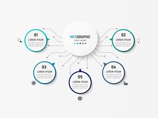 Vector Infographic label design template with icons and 5 options or steps. Can be used for process diagram, presentations, workflow layout, banner, flow chart, info graph.