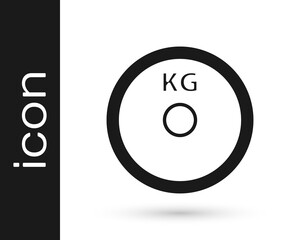Black Weight plate icon isolated on white background. Equipment for bodybuilding sport, workout exercise and fitness. Vector.