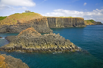 Taiwan Penghu Qimei columnar basalt coast