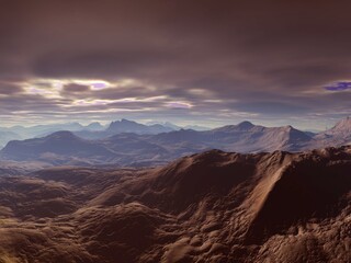 Naklejka premium Beautiful sunset mountain landscape