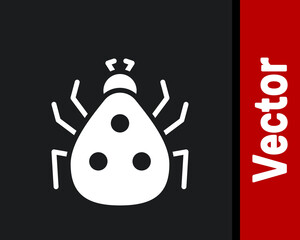 White Ladybug icon isolated on black background. Vector.